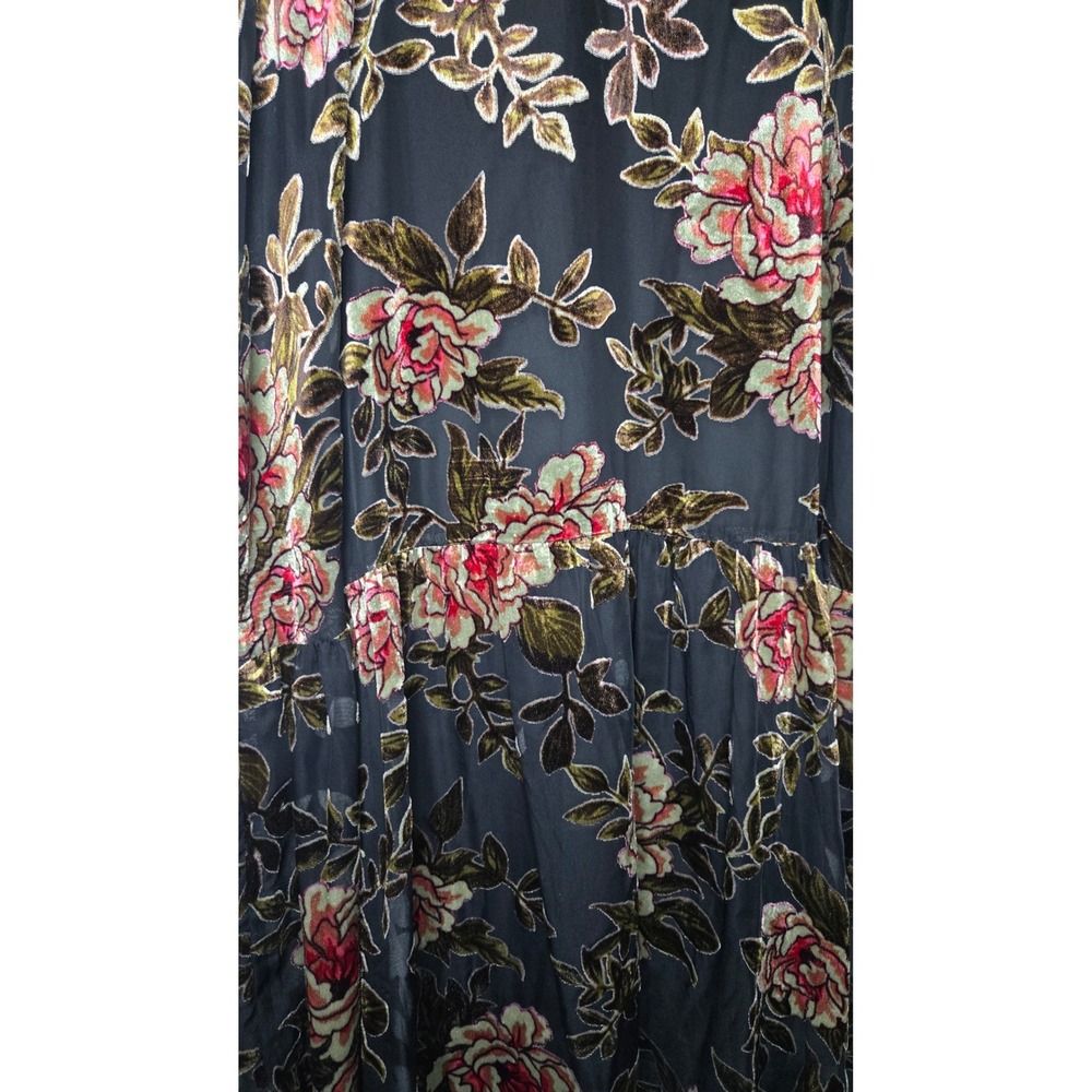 Velvet Burnout Floral Mini Dress XL Sheer Mesh Grunge Fairy Goth Slip Dress - Picture 10 of 10